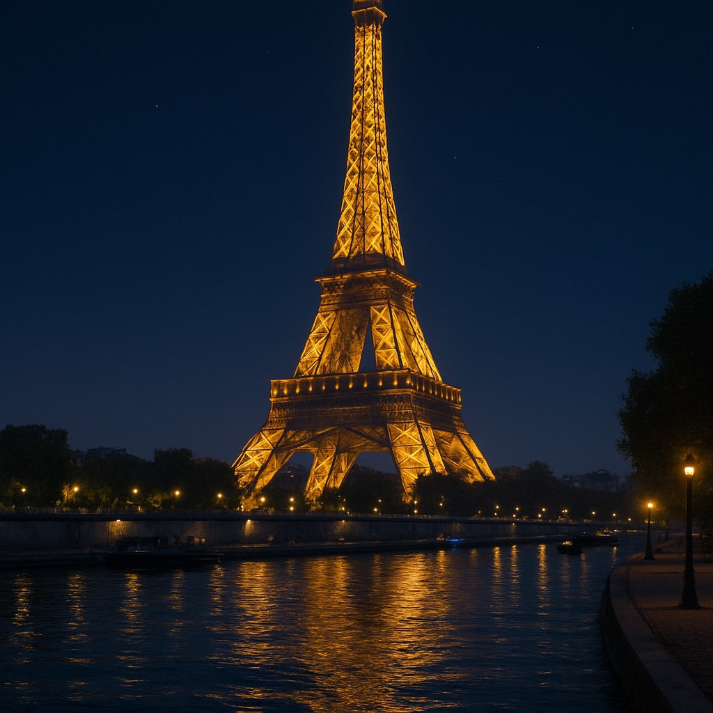 3D Image Eiffel Tower at night
