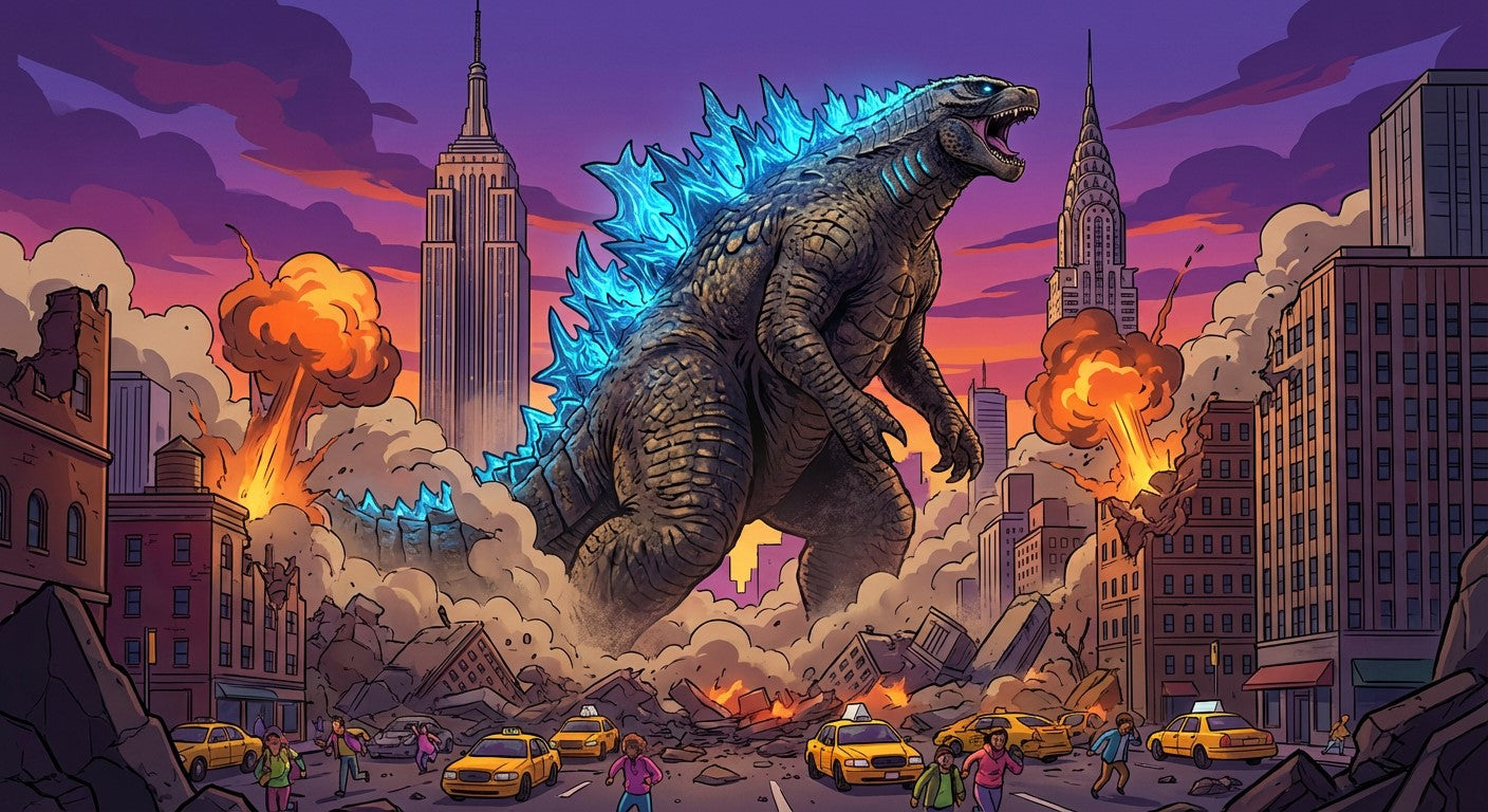 3D Image Godzilla in New York